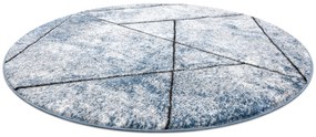 Tapete moderno COZY 8872 Circulo Wall, geométrico, triângulos - Structural dois níveis de lã azul