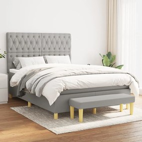 vidaXL Cama com molas/colchão 140x200 cm tecido cinzento-claro