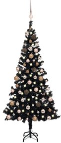 vidaXL Árvore Natal artificial pré-iluminada c/ bolas PVC preto