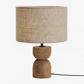 Candeeiro De Mesa Diniz Madeira De Manga & ↑15 Cm & Areia Clara Castanho Ø30 Cm - ↑20 Cm Arlina - Sklum