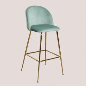 Pacote De 2 Bancos Altos De Veludo Kana Design Dourado & Verde Abeto & ↑75 Cm - Sklum