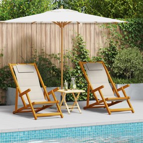 Cadeiras de Praia Dobráveis vidaXL 2 pcs Cinzento Claro em Madeira de