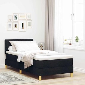 vidaXL Cama Box com colchão com cabeceira Preto 90 x 190 cm tecido