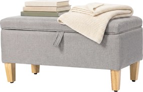 Banco de Arrumação aos Pés da Cama, 71 x 37 x 36 cm, Assento Acolchoado, Cinzento-Claro