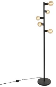 Candeeiro de pé escandinavo preto 5 luzes - Facil Tube Moderno
