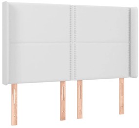 Cabeceira cama c/ LED couro artificial 147x16x118/128 cm branco