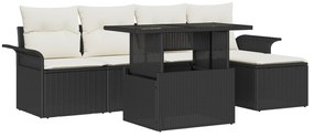 Conjunto de Sofá de Jardim de 8 Peças com Almofadas Preto Rattan Polimérico