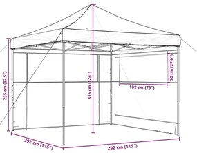 Tenda para festas pop-up dobrável c/ 2 paredes laterais laranja