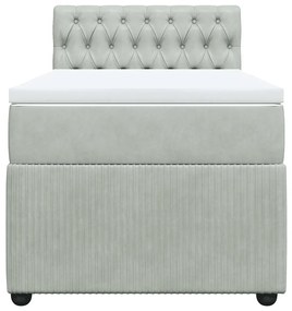 Cama com molas/colchão 90x200 cm veludo cinza-claro