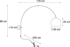 Candeeiro de Arco de Parede Inteligente Aço com Abajur Branco incl. WiFi G125 - Bow