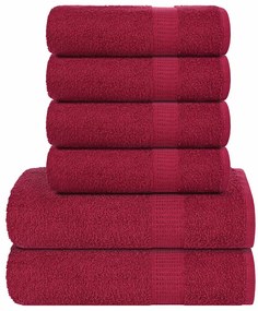 vidaXL 6 pcs Conjunto de toalhas FROGN 360 g/m² bordô