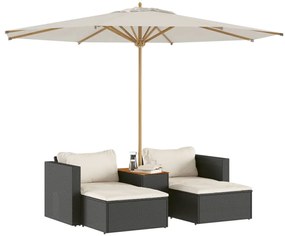 5 pcs conjunto sofás de jardim com almofadões acácia e vime PE