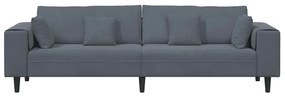 Sofá de Veludo com almofada com travesseiro Cinza Escuro 208 cm Veludo