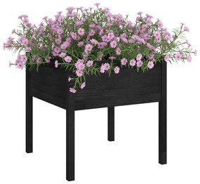 Vaso de jardim 70x70x70 cm madeira de pinho maciça preto