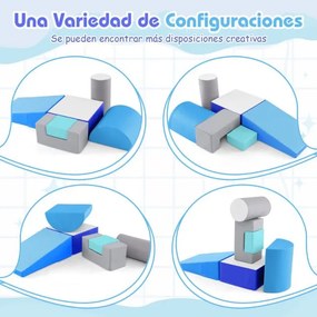 Conjunto com 6 peças de brincar e trepar com formas diferentes para o desenvolvimento motor das crianças Azul