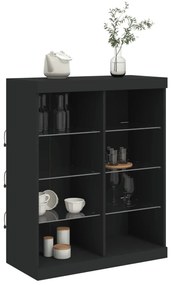 Aparador com luzes LED 81x37x100 cm preto