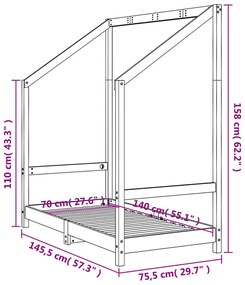 Estrutura de cama infantil 70x140 cm pinho maciço branco