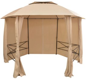 vidaXL Tenda de jardim com cortinas hexagonal 360x265 cm