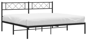 Estrutura de cama com cabeceira 200x200 cm metal preto