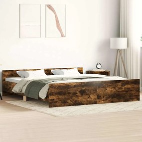 Estrutura cama c/ cabeceira/apoio pés 160x200cm carvalho fumado