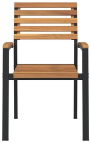 Cadeiras de jardim empilháveis 2 pcs acácia maciça e metal