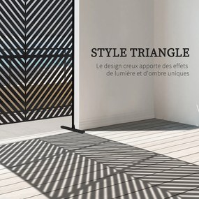 Painel decorativo de proteção visual para exterior com padrão geométrico perfurado em metal - 122 x 45 x 198 cm, preto
