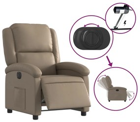 Poltrona reclinável elétrica couro artificial cor cappuccino