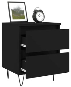 Mesas de cabeceira 2pcs 40x35x50 cm derivados de madeira preto