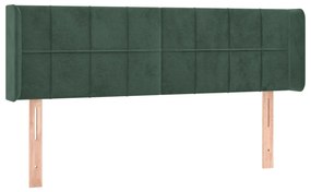 Cabeceira cama c/ luzes LED veludo 147x16x78/88 cm verde-escuro