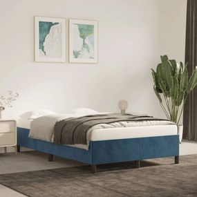 Estrutura de cama 120x200 cm veludo azul-escuro