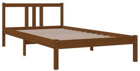 Estrutura de cama 100x200 cm madeira maciça castanho mel