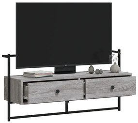 Móvel TV de parede 100,5x30x51cm deriv. madeira cinzento sonoma
