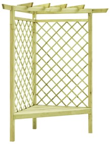 Pérgola de canto com banco 130x130x197 cm pinho impregnado