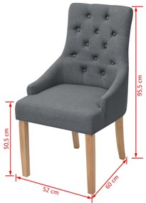 Cadeiras de jantar 4 pcs tecido cinzento-escuro