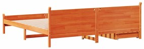 Cama sem colchão 200x200 cm pinho maciço castanho-mel