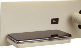 Conjunto de 2 candeeiros de parede bege com LED, USB e carregador de indução - Riza