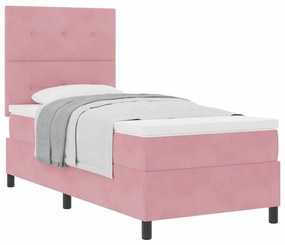 Cama Box com Colchão rosa de Veludo