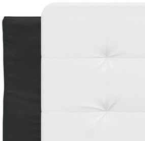 Estrutura cama c/ cabeceira couro artif. 80x200 cm preto/branco