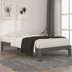 vidaXL Estrutura de cama 100x200 cm pinho maciço cinzento