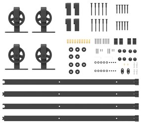 Kit de ferragens para porta deslizante 200 cm aço preto