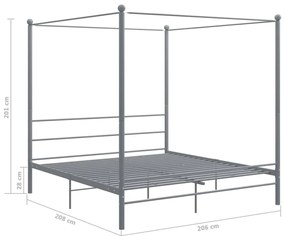 Estrutura de cama com dossel 200x200 cm metal cinzento