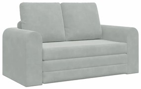 Sofá Cama de Piso 2-em-1 Cinza Claro 148x71x83 cm Veludo