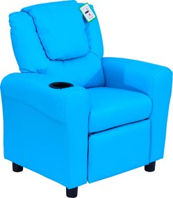 HOMCOM Cadeirão infantil com encosto reclinável 62 x 52 x 69cm Estrutura em madeira maciça Azul | Aosom Portugal
