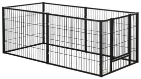 Parque para Cães de 6 Painéis com Largura Ajustável e Estrutura de Aço 82,5-150x79x61 cm Preto