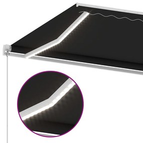 Toldo retrátil manual com LED 600x300 cm antracite