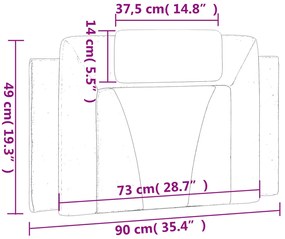 Almofadão de cabeceira 90 cm couro artificial castanho