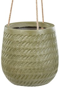 Vaso para plantas suspenso em fibra de argila verde 20 x 20 x 21 cm LIVADIA Beliani