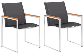 Cadeiras de jardim 2 pcs textilene e aço inoxidável cinzento