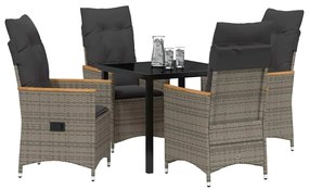 Conjunto de Jantar de Jardim com 5 Peças e Almofadas Cinza em Poliratt