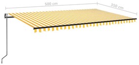 Toldo retrátil automático 500x350 cm amarelo e branco